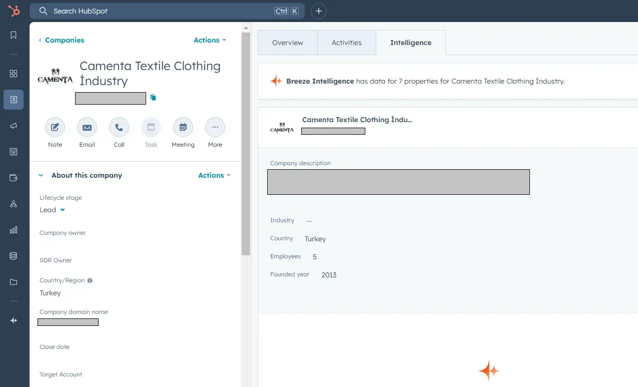 b2b sales experience: suggestions from hubspot breeze intelligence