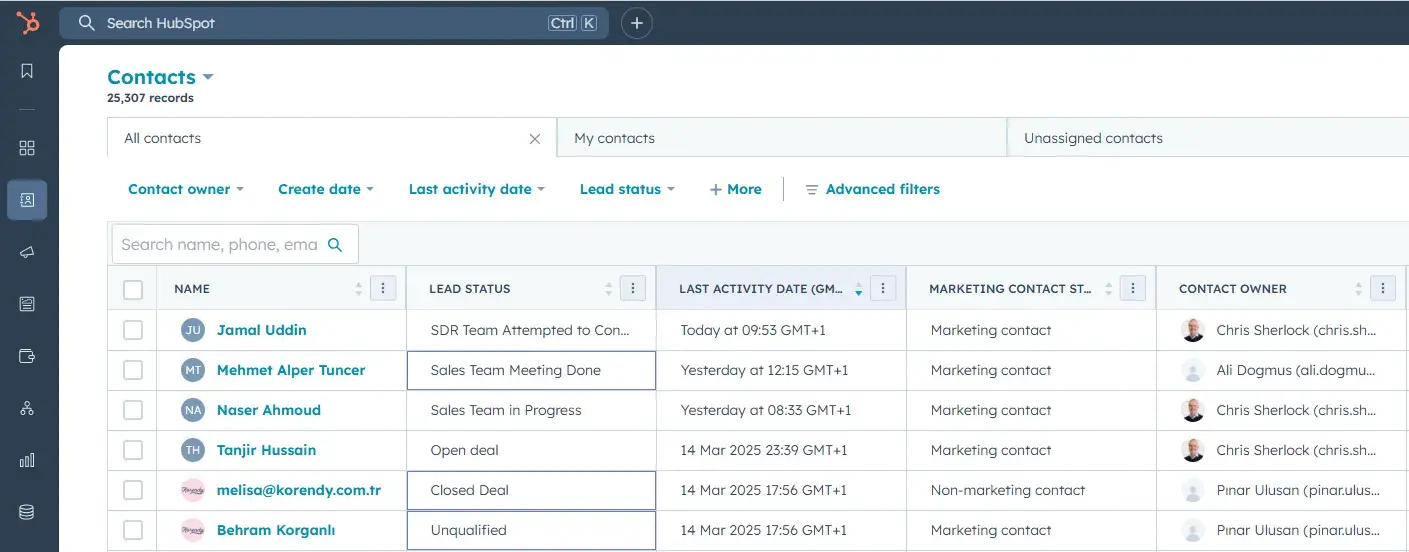 b2b sales experience: managing lead statuses inside hubspot
