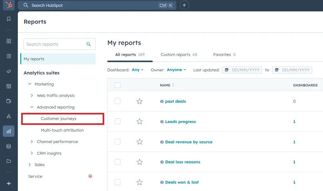 customer journey analytics tool - hubspot