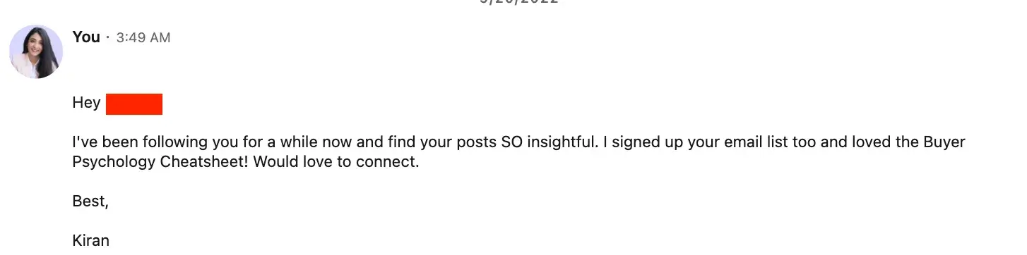 linkedin networking mistakes example