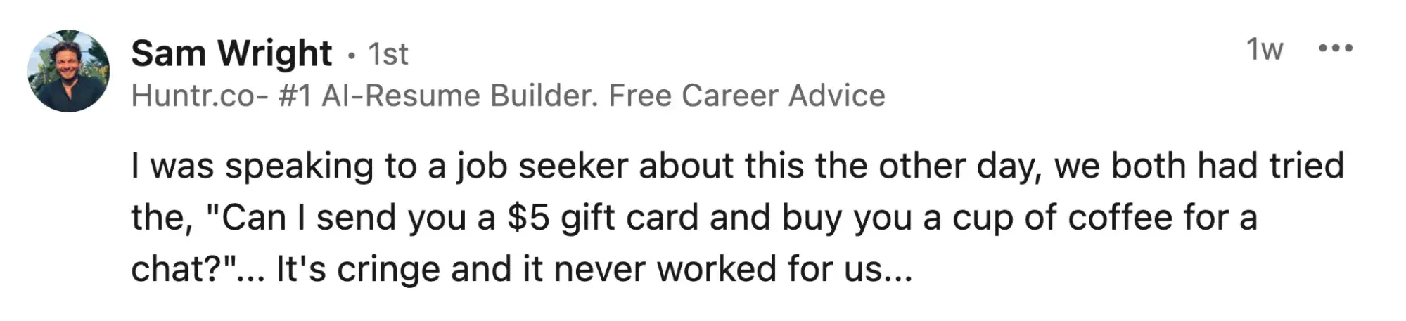linkedin networking mistakes example
