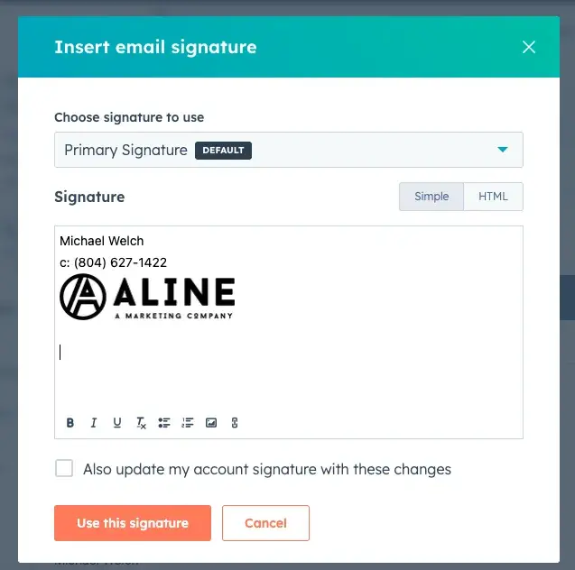 have multiple sales email signatures to choose from