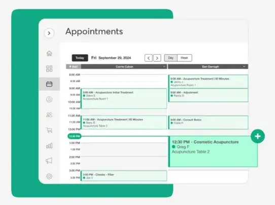 mindbody dashboard displaying appointment scheduling, client management, and business analytics