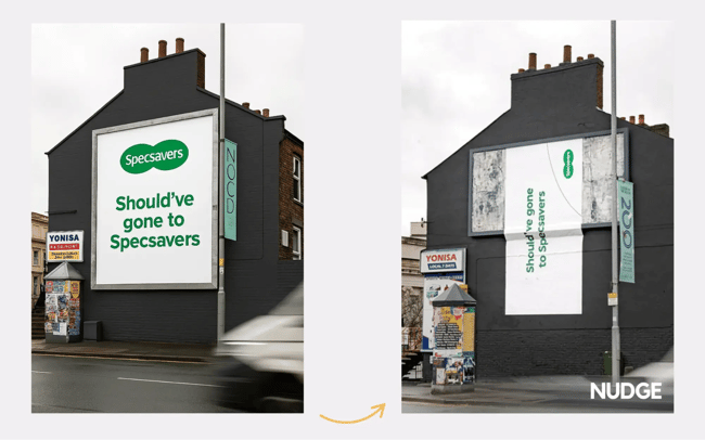 billboards and costly signaling, specsavers viral billboard example