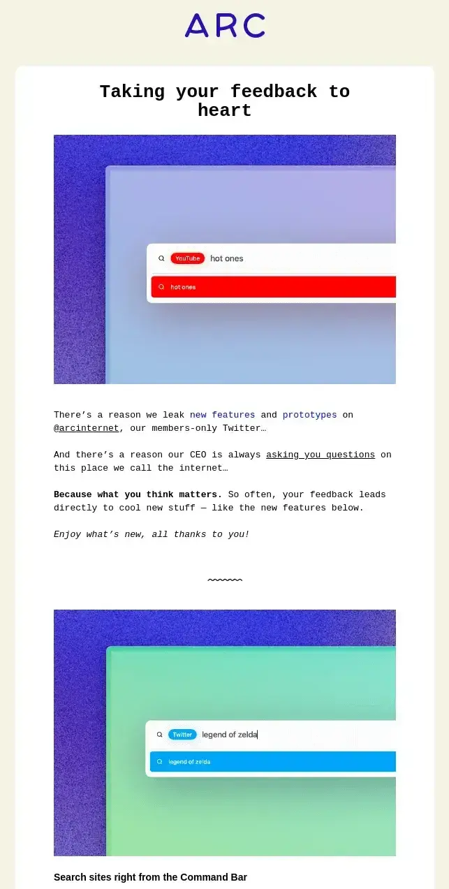 customer feedback example