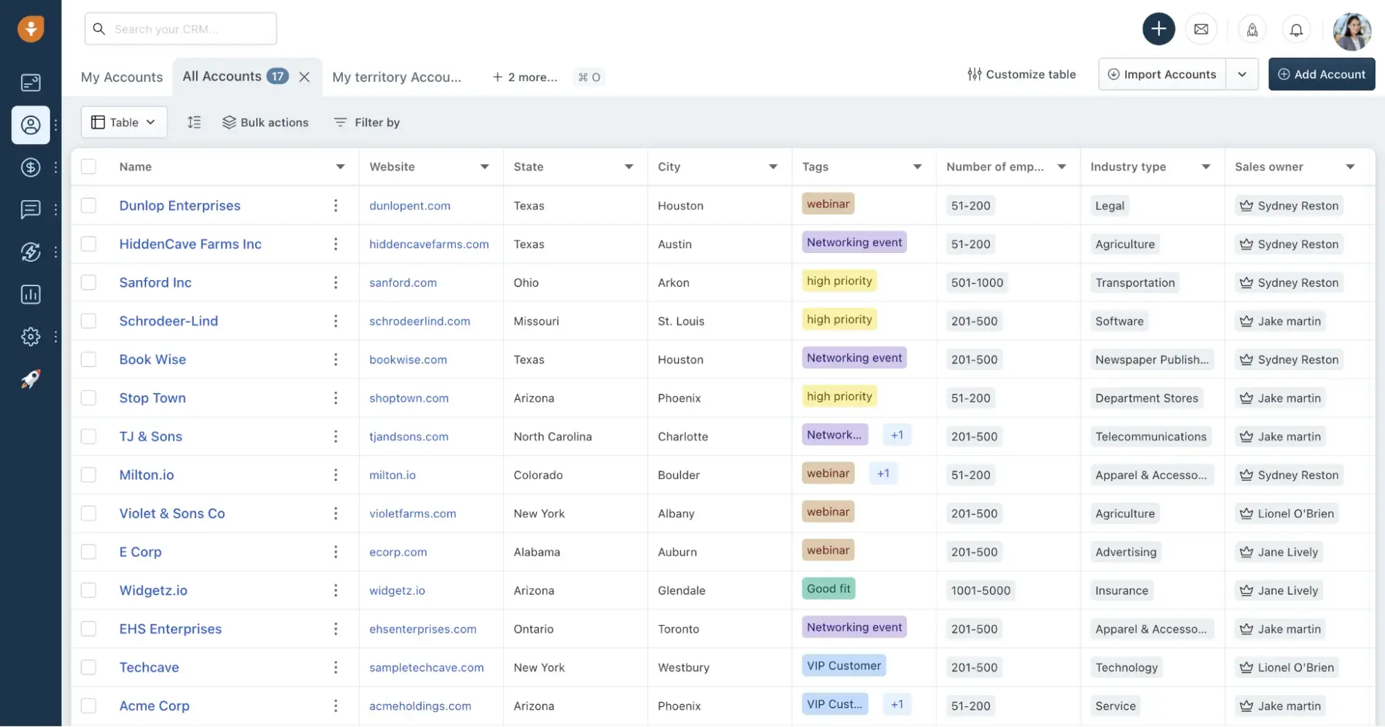 a screenshot of freshworks’ CRM user interface