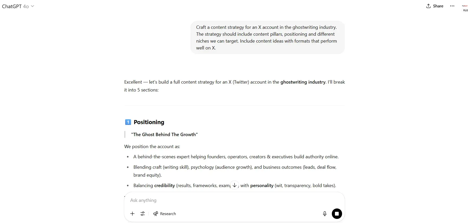 chatgpt prompts, prompt example for content creation and social media