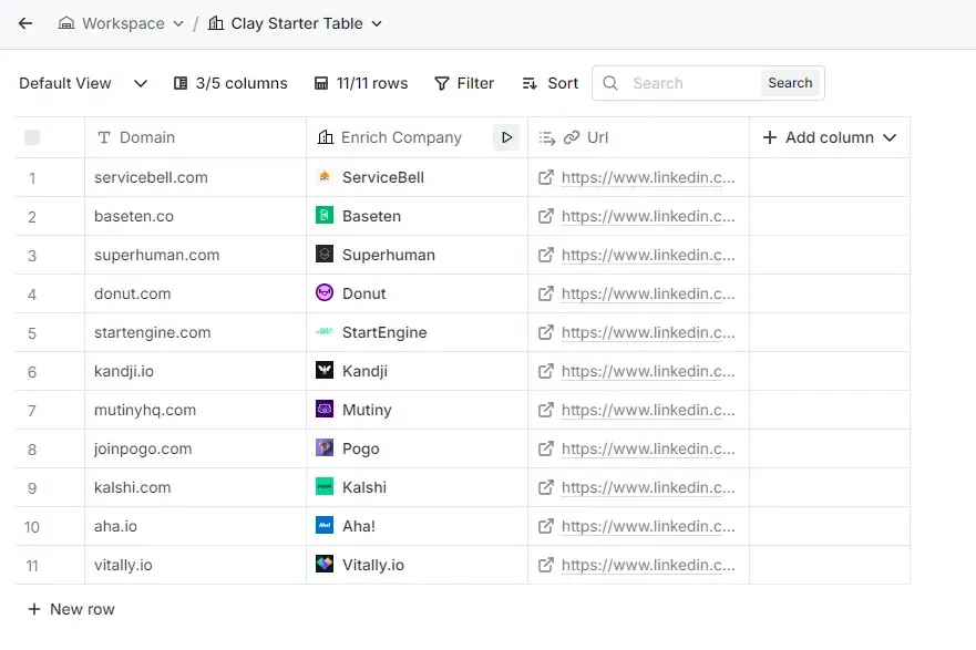 exploring the starter table for clay’s ai cold email generator