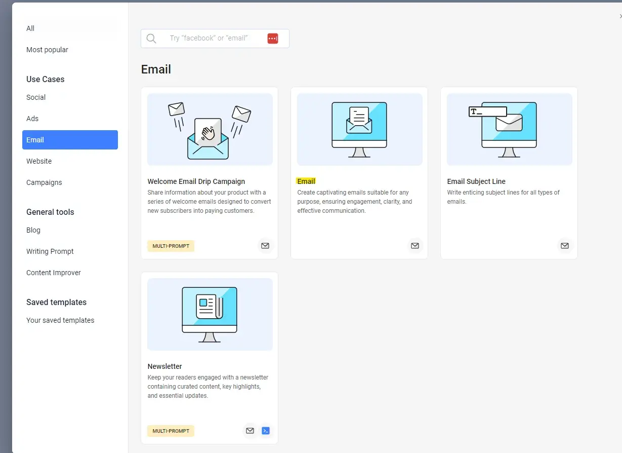 email templates on anyword’s ai cold email generator