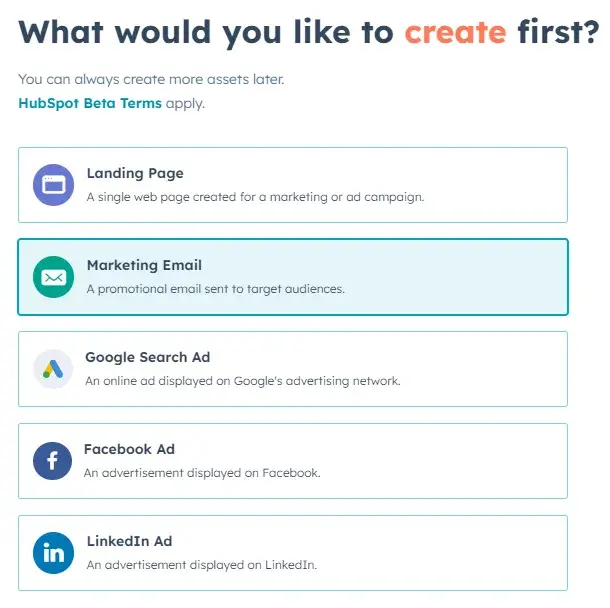 the first screen of hubspot’s ai cold email generator