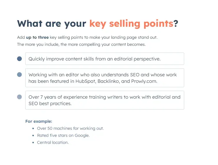 choosing the selling points of your marketing email with hubspot’s ai cold email generator