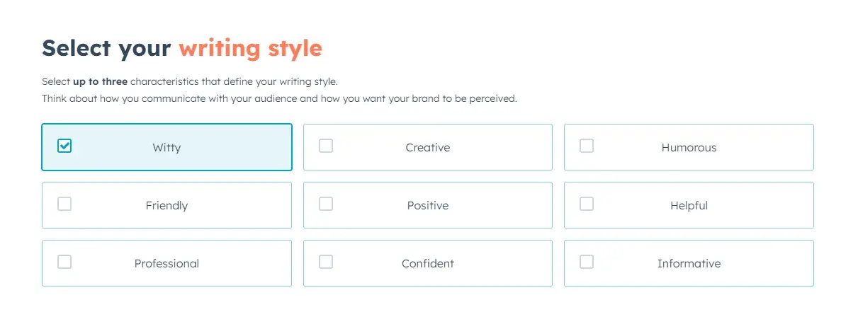 choosing the writing style of your marketing email with hubspot’s ai cold email generator