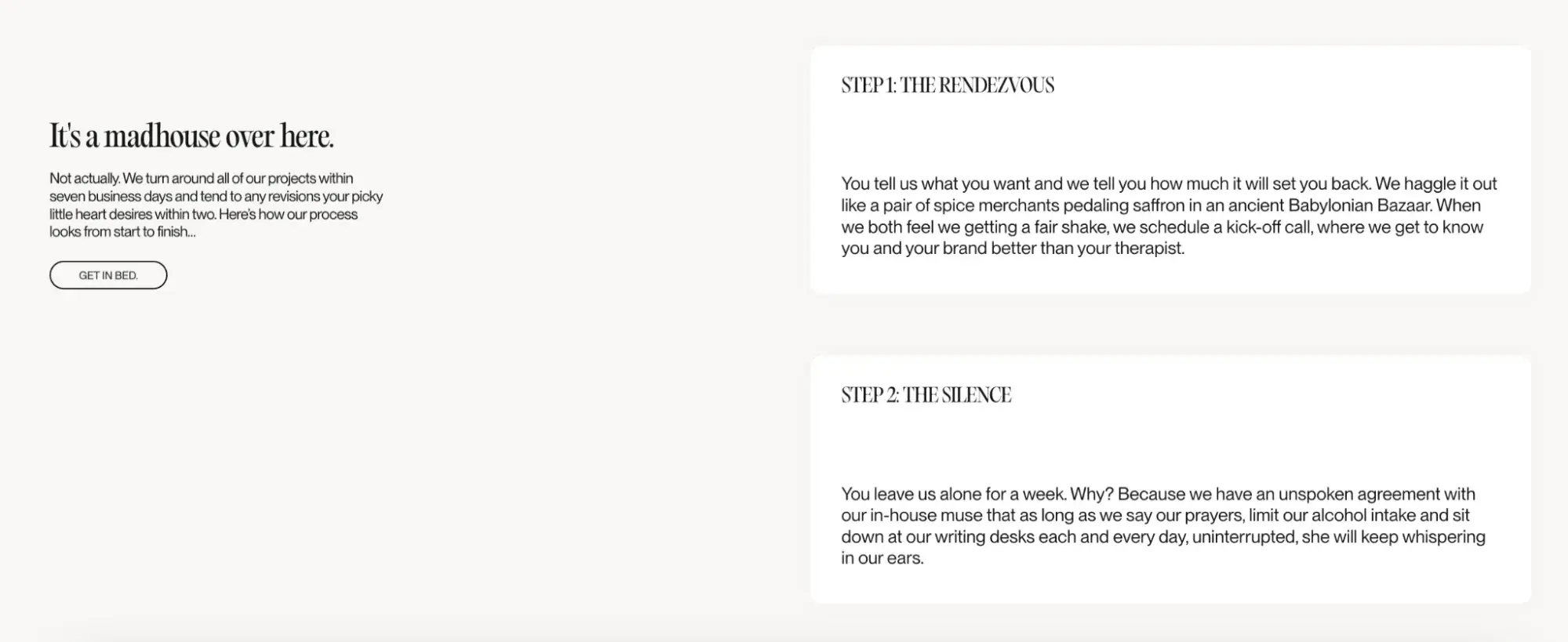 honey copy copywriting examples — the process page