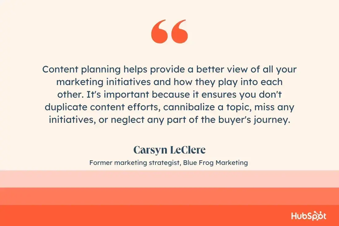 pull quote from marketing strategist on content planning importance