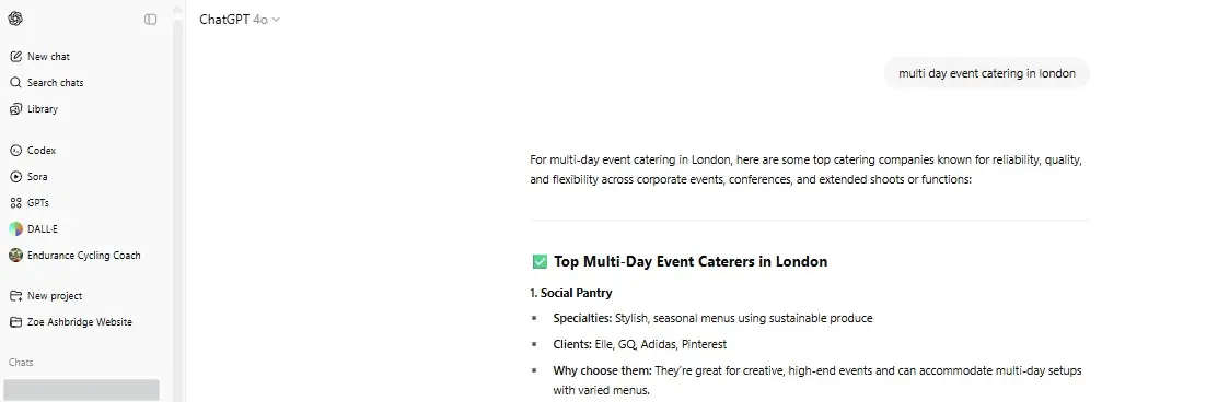screenshot from chatgpt shows how my client earns mentions in the llm thanks to earlier keyword research.
