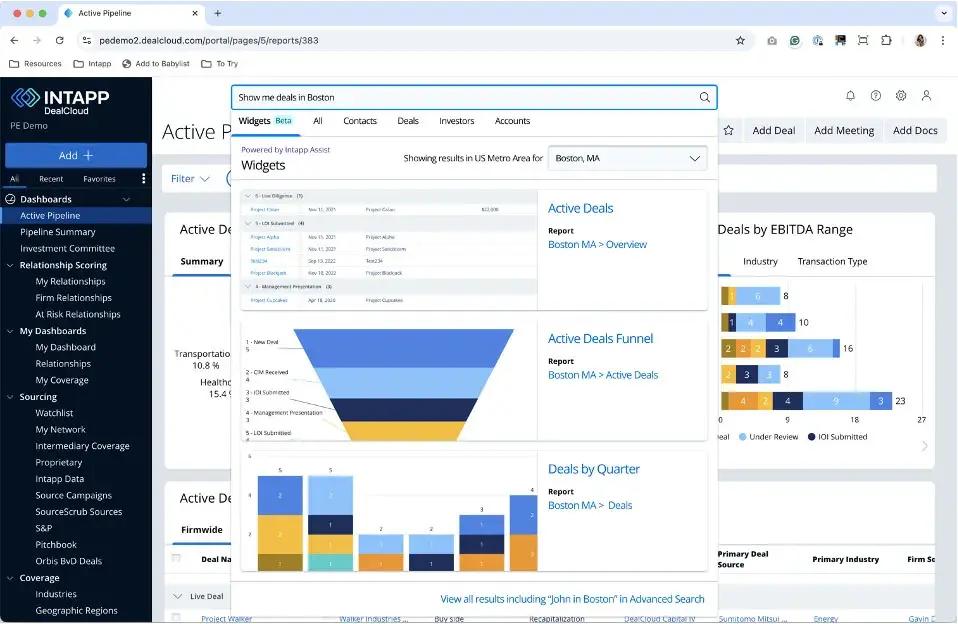 a screenshot of the dealcloud crm user interface (ui)