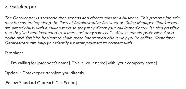 sales script, image of a gatekeeper call script template with a hubspot logo and download cta