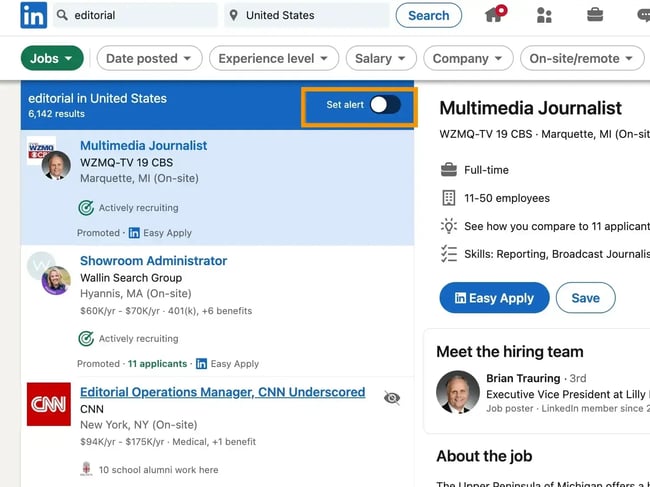 example recruiter dashboard on LinkedIn