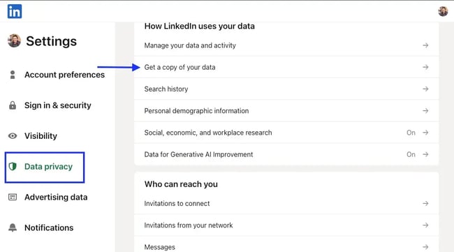 how to export connections on LinkedIn