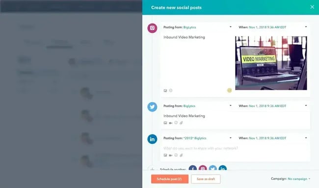 using HubSpot to schedule LinkedIn content