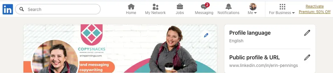 screenshot showing how to change your public linkedin profile url