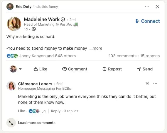 example of publishing valuable content on LinkedIn