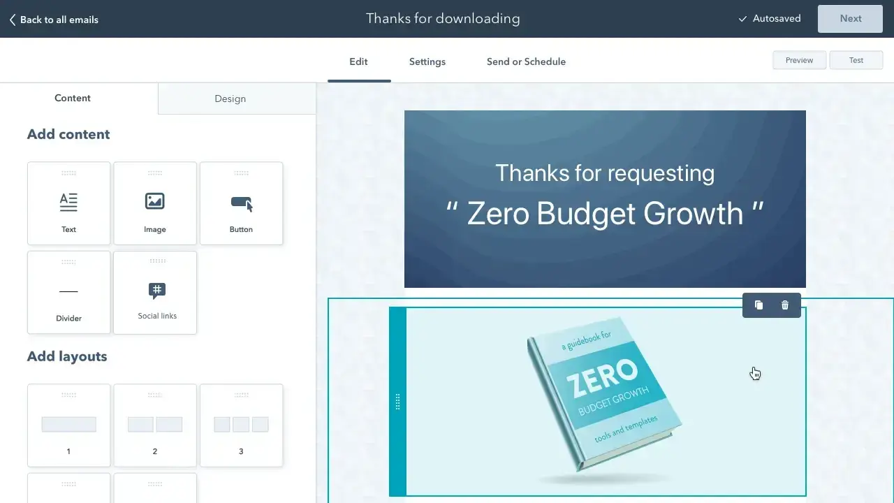 hubspot email editor; potential email marketing tool for hvac companies