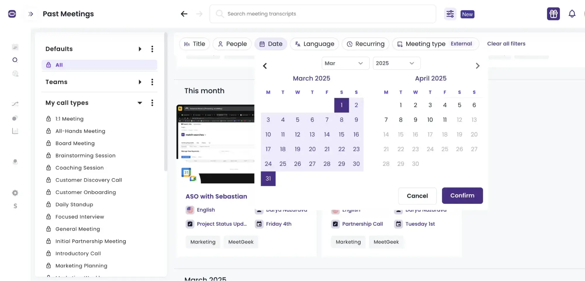 a screenshot of gong’s user interface